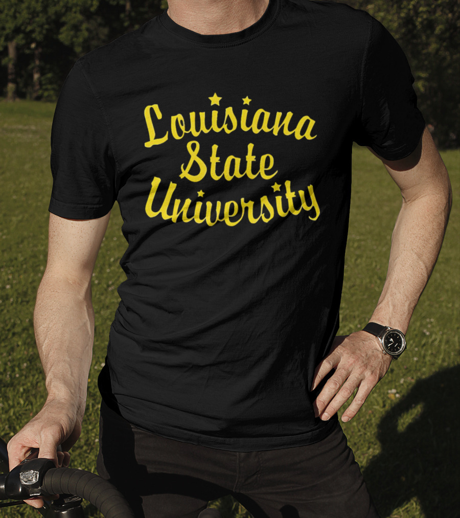 Louisiana State University Script Yellow Star Accents T-Shirt