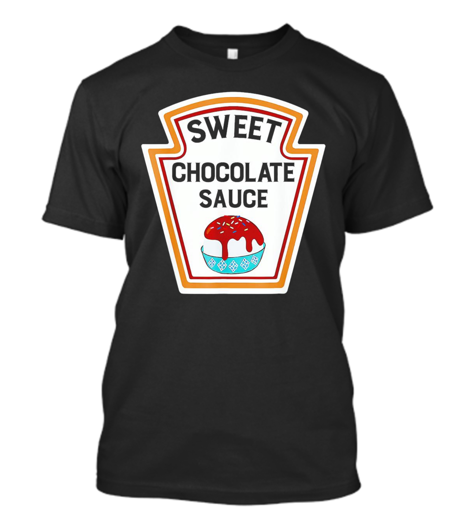 Sweet Chocolate Sauce Ice Cream Sundae Label T-Shirt