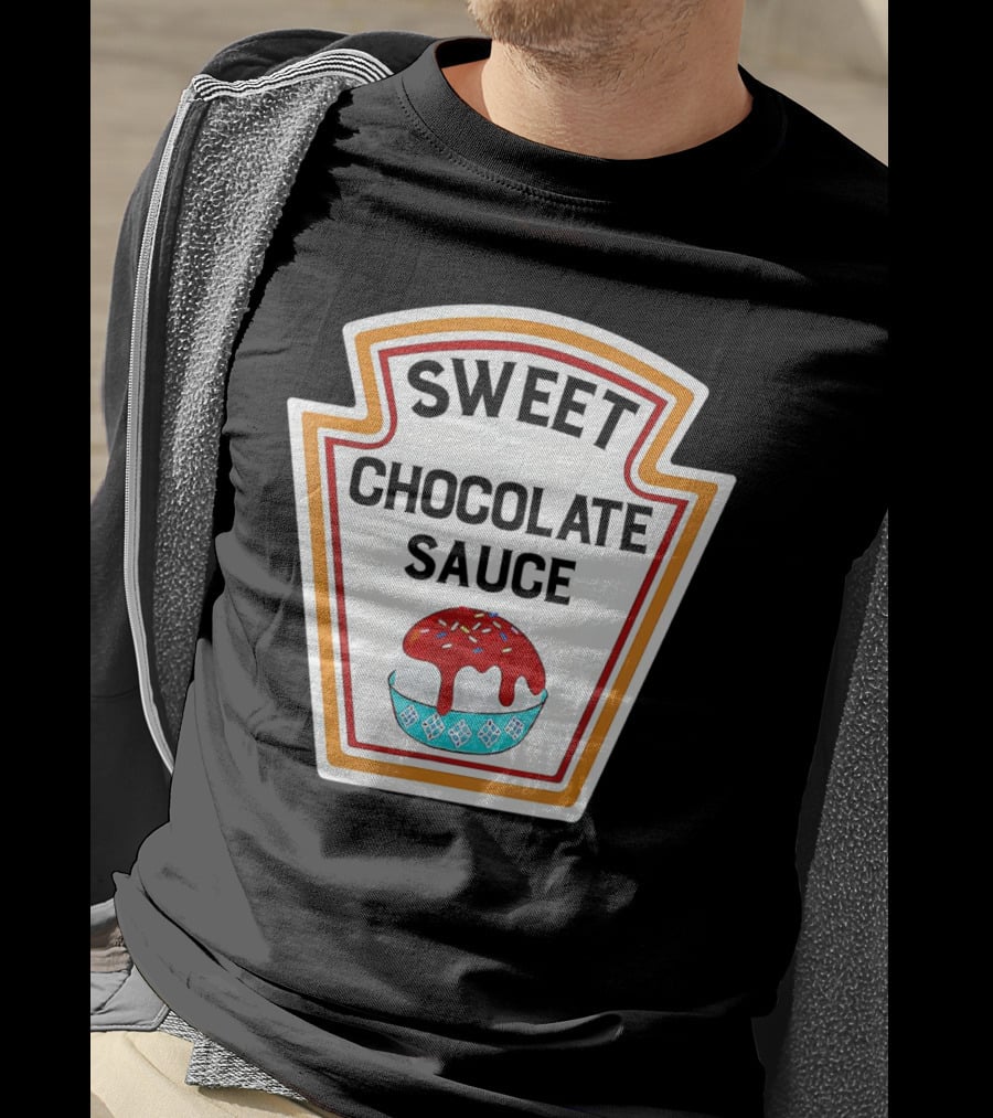 Sweet Chocolate Sauce Ice Cream Sundae Label T-Shirt