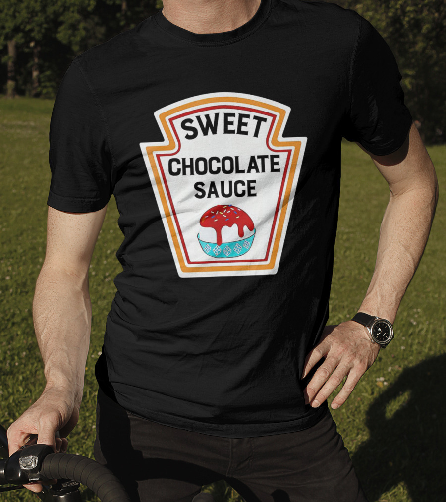Sweet Chocolate Sauce Ice Cream Sundae Label T-Shirt