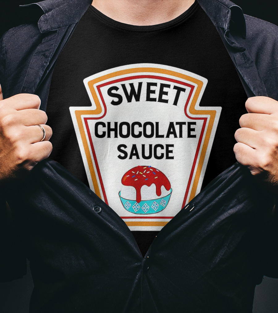 Sweet Chocolate Sauce Ice Cream Sundae Label T-Shirt