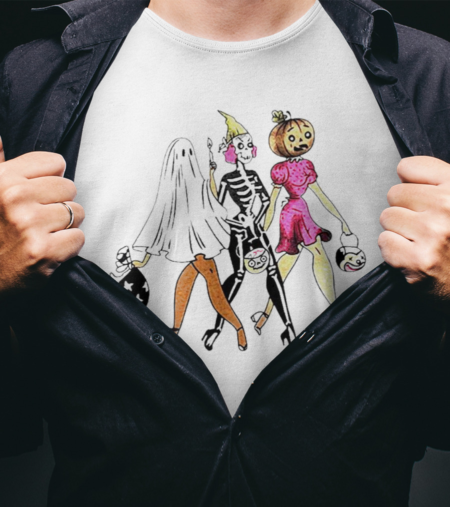 Vanessa Hudgens Vintage Halloween Ghost Skeleton Pumpkin Costume Party T-Shirt