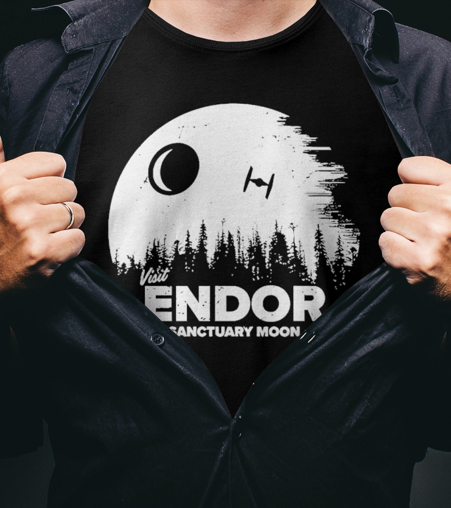 Visit Endor Sanctuary Moon Forest And Spaceship Scene T-Shirt