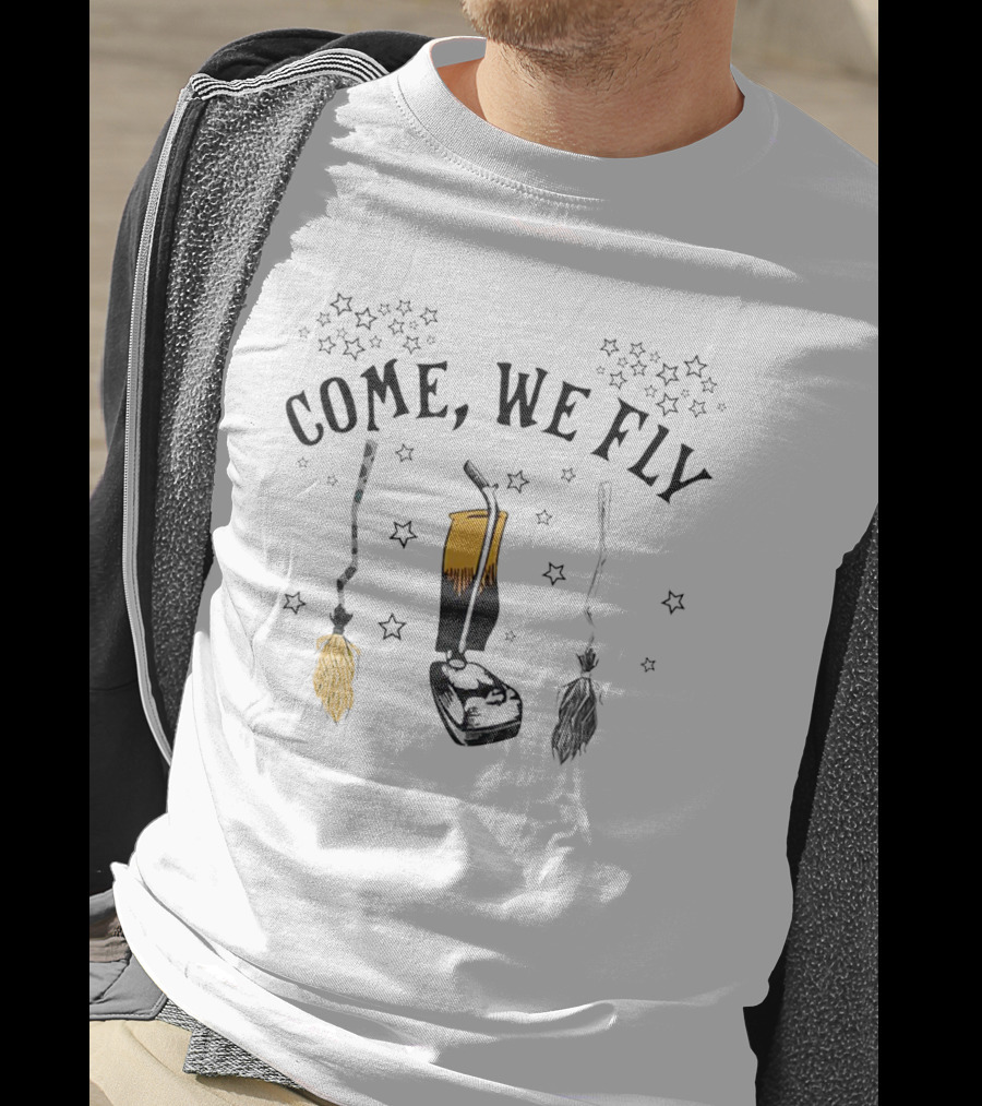 Come We Fly Broom And Vacuum With Stars T-Shirt