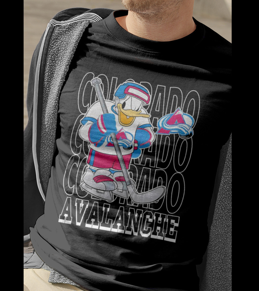 Colorado Avalanche Disney Donald Duck Hockey Team Burgundy T-Shirt