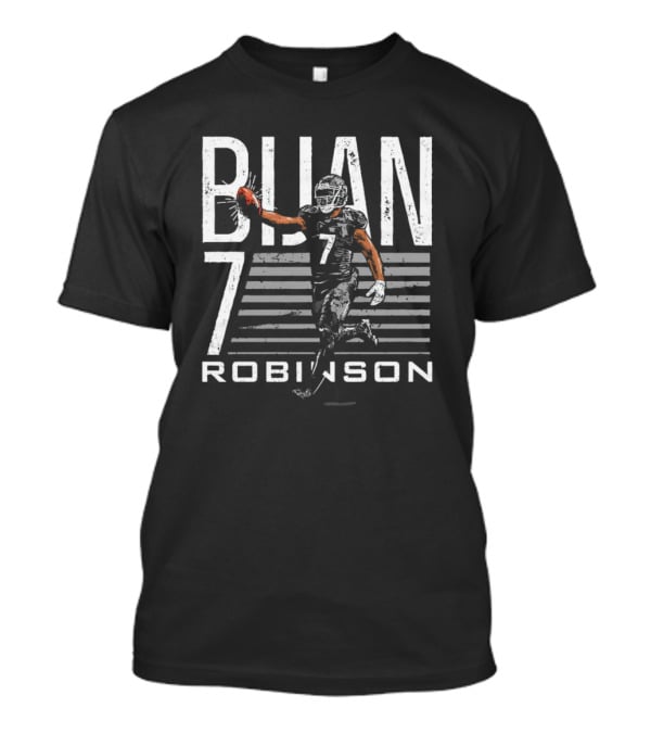 Bijan Robinson 7 Atlanta Football Run Stripe Background T-Shirt