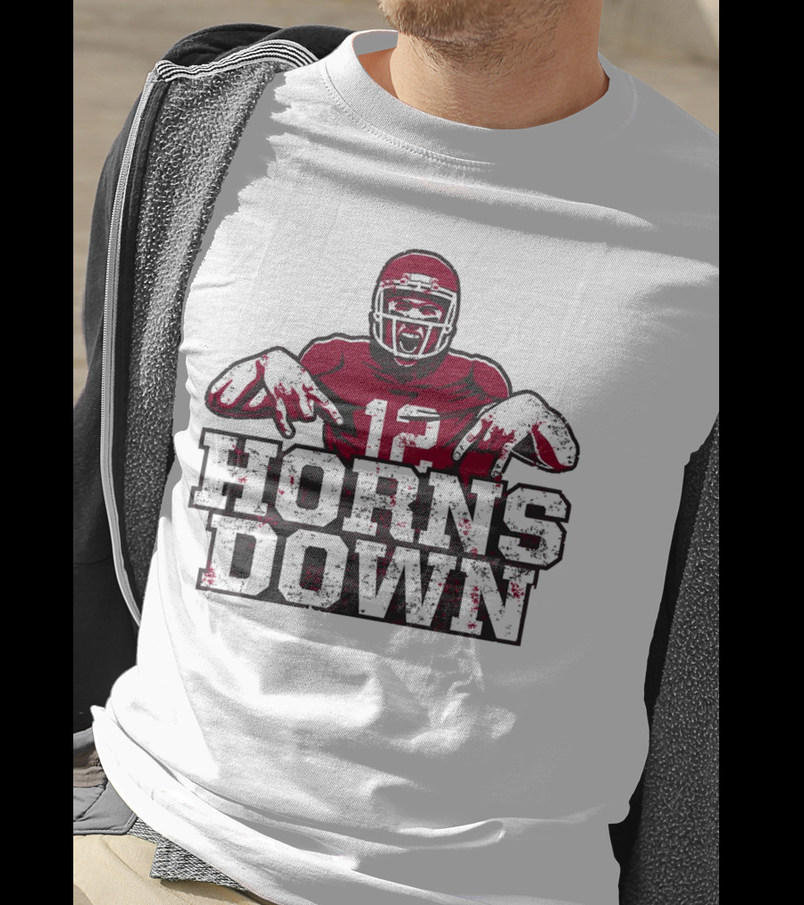 Horns Down 12 Oklahoma Sooners Football Player T-Shirt