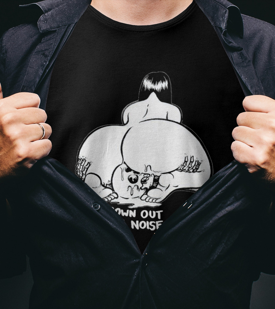 Drown Out The Noise Skull And Woman Back View T-Shirt