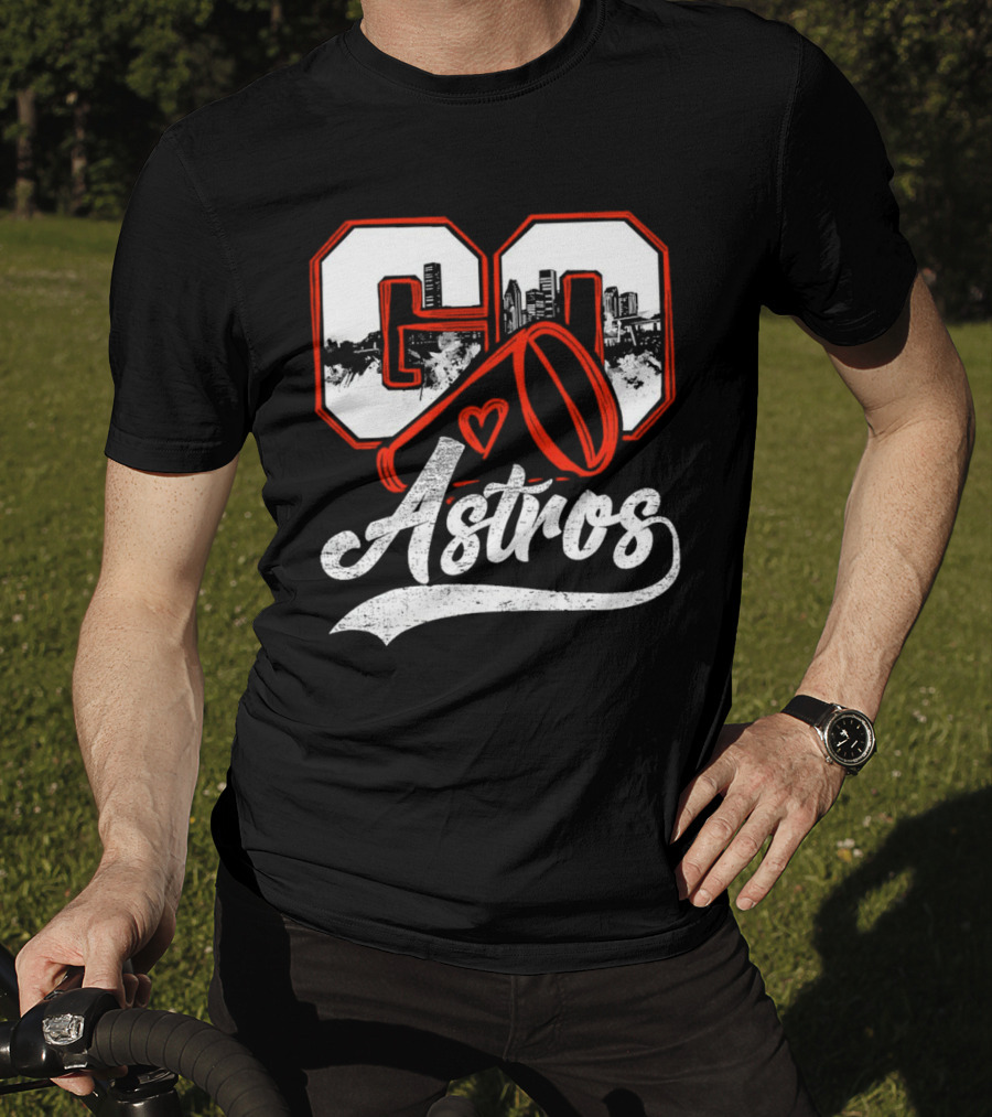 Go Astros City Cheer With Heart And Megaphone T-Shirt