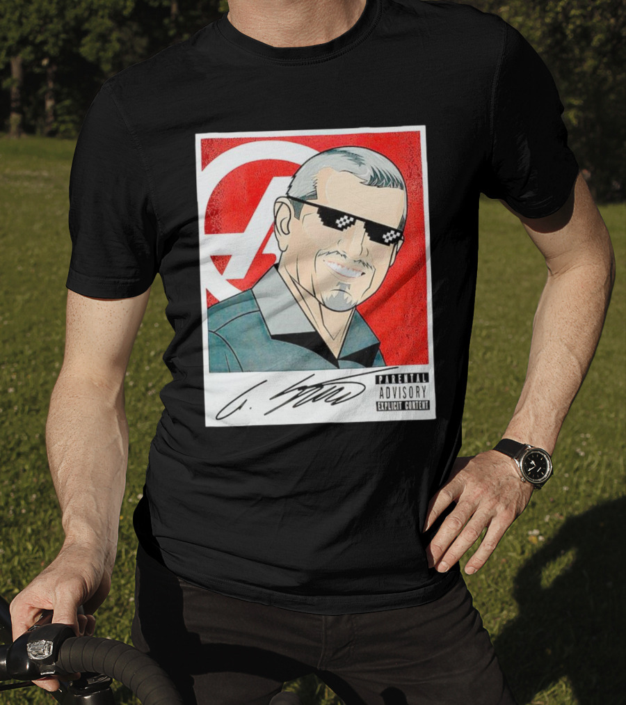 Guenther Steiner Parental Advisory Explicit Content Signature F1 Racing Image T-Shirt