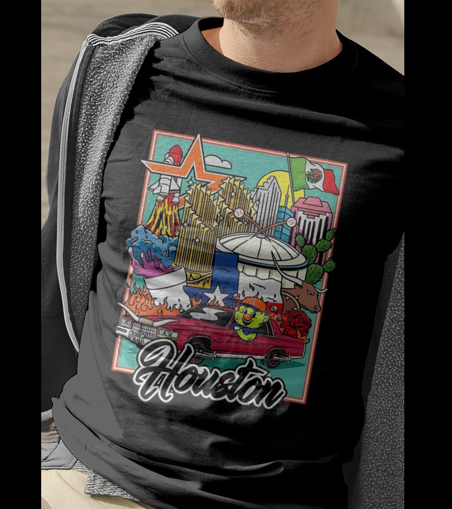 Houston Astros TwoSton Cityscape And Culture Montage T-Shirt