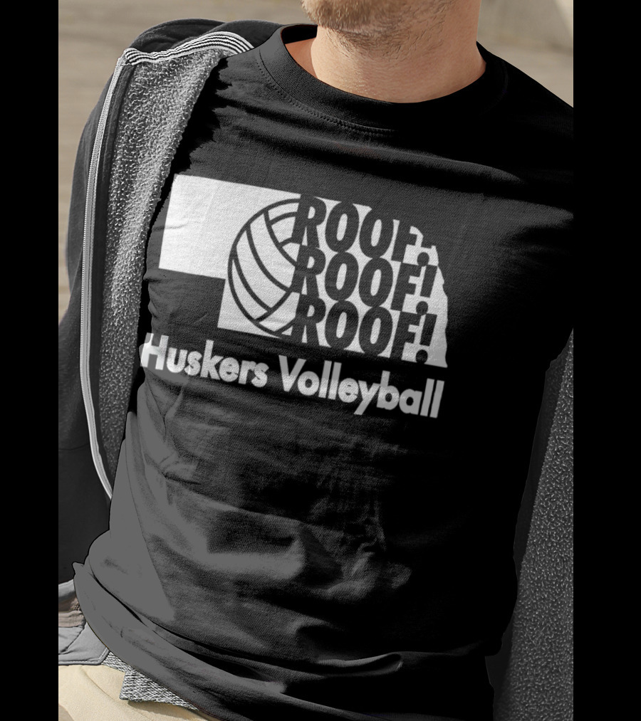 Huskers Volleyball Roof Roof Roof T-Shirt