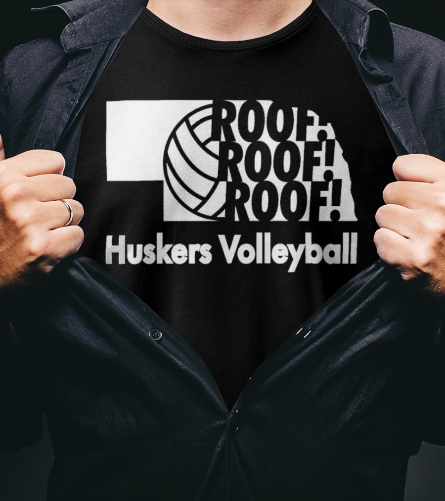 Huskers Volleyball Roof Roof Roof T-Shirt