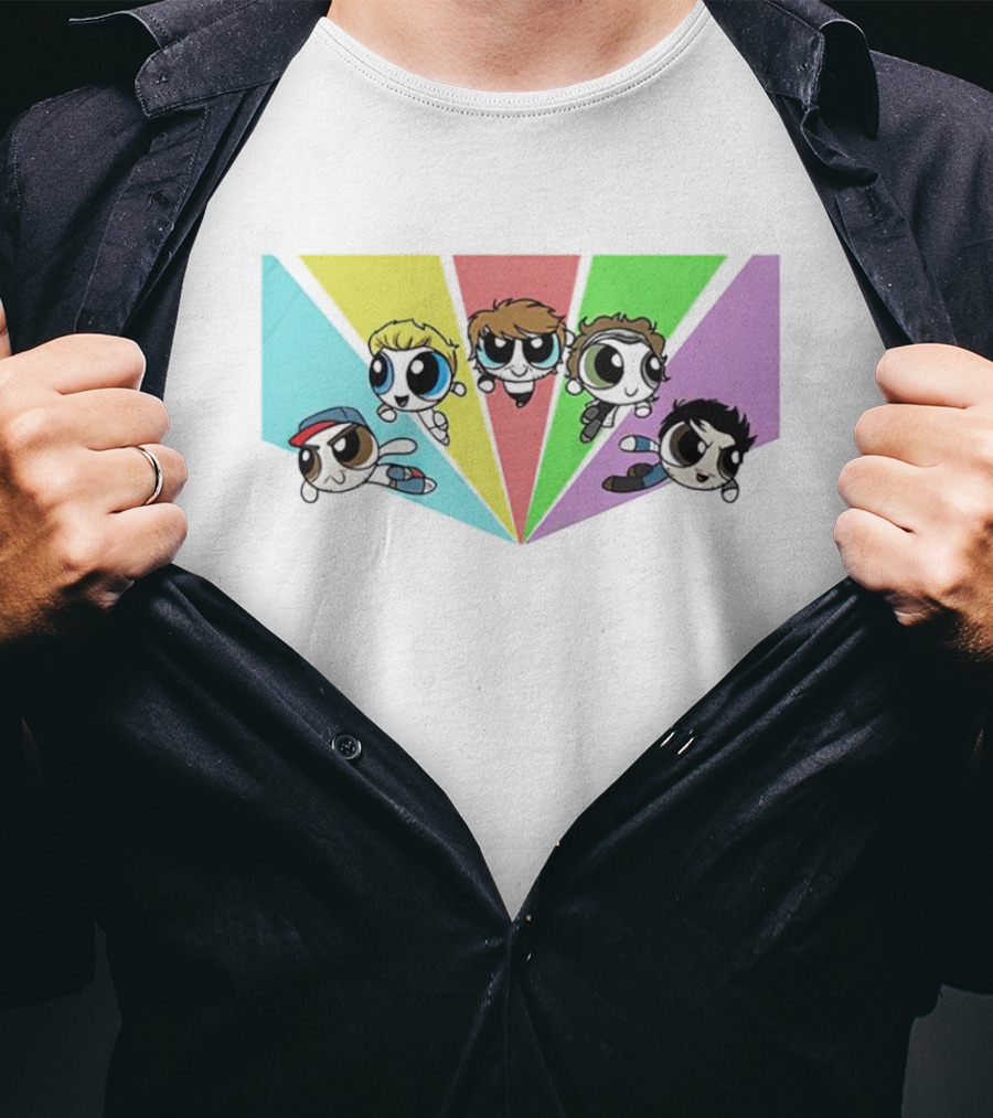Powerpuff Girls Meet One Direction Cartoon Mashup T-Shirt