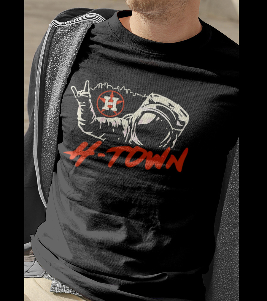 Houston Astros H-Town Astronaut Skyline Baseball T-Shirt