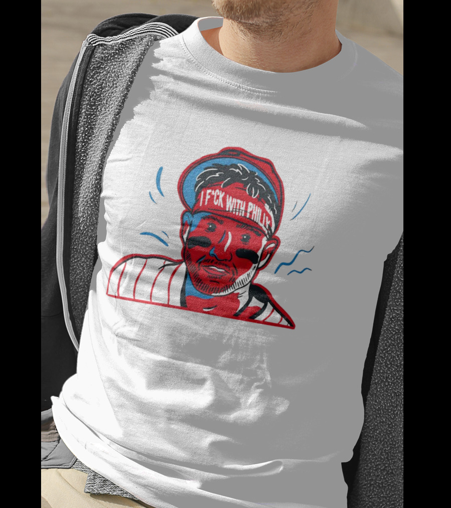 I Fck With Philly Philadelphia Phillies Cartoon Player Fan T-Shirt