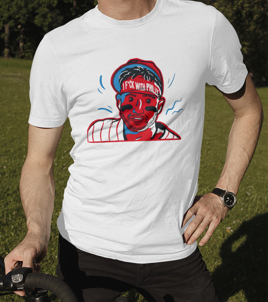 I Fck With Philly Philadelphia Phillies Cartoon Player Fan T-Shirt