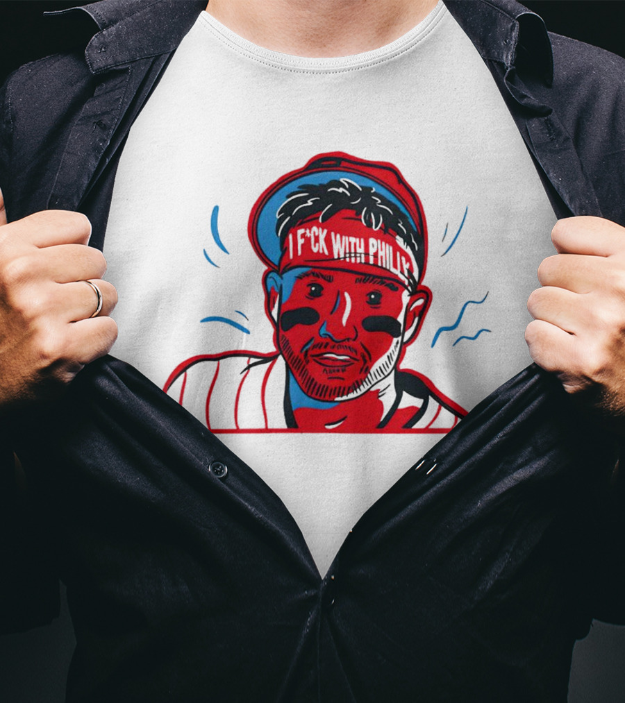 I Fck With Philly Philadelphia Phillies Cartoon Player Fan T-Shirt