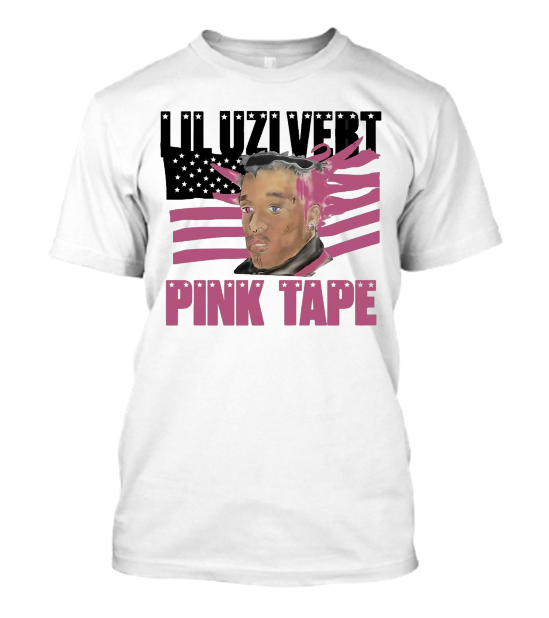 Lil Uzi Vert Pink Tape Black American Flag T-Shirt