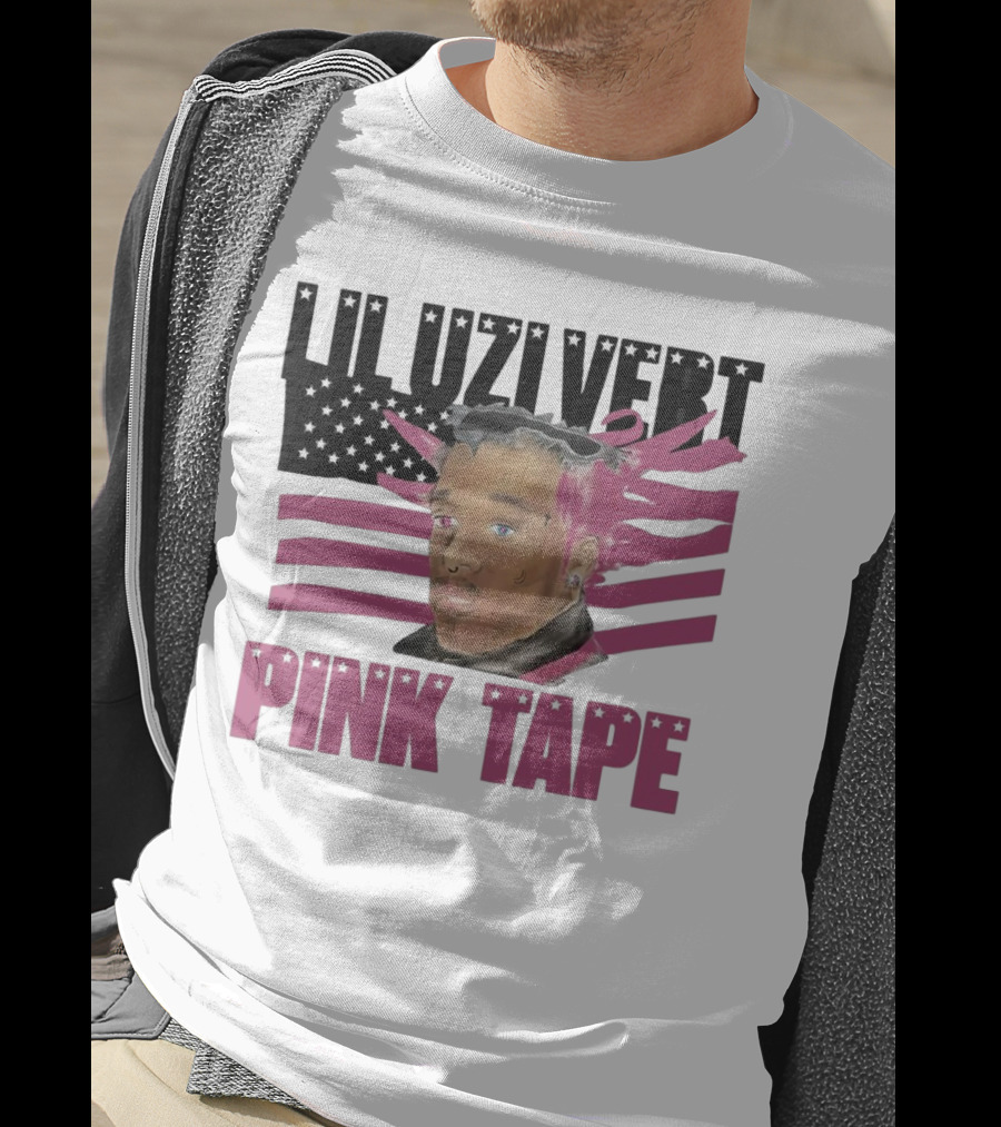 Lil Uzi Vert Pink Tape Black American Flag T-Shirt