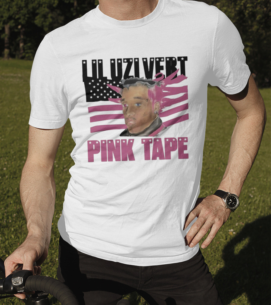 Lil Uzi Vert Pink Tape Black American Flag T-Shirt