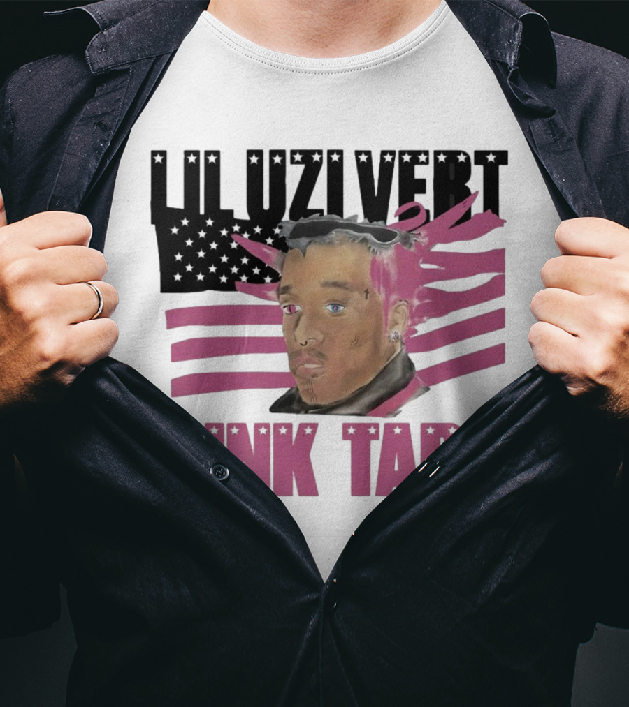 Lil Uzi Vert Pink Tape Black American Flag T-Shirt