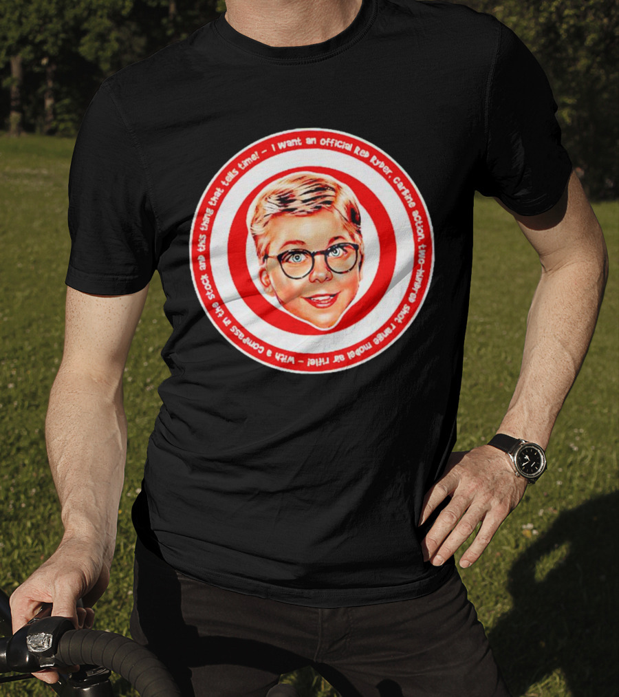 Ralphie Peter Billingsley Christmas Official Red Ryder Carbine Action Two Hundred Shot Range Model Air Rifle Round T-Shirt