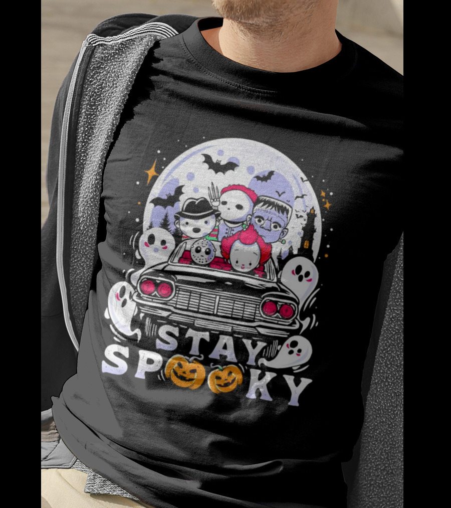 Stay Spooky Halloween Horror Movie Characters Car Ride T-Shirt