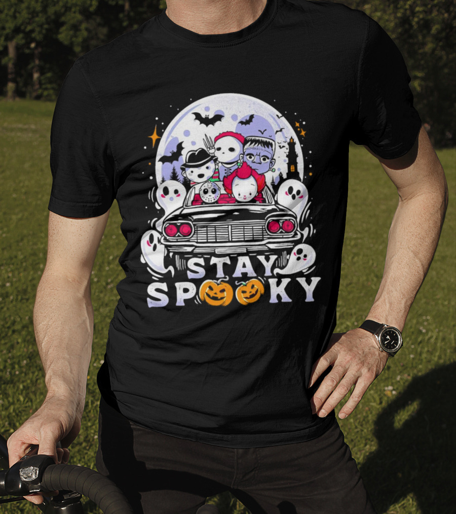 Stay Spooky Halloween Horror Movie Characters Car Ride T-Shirt