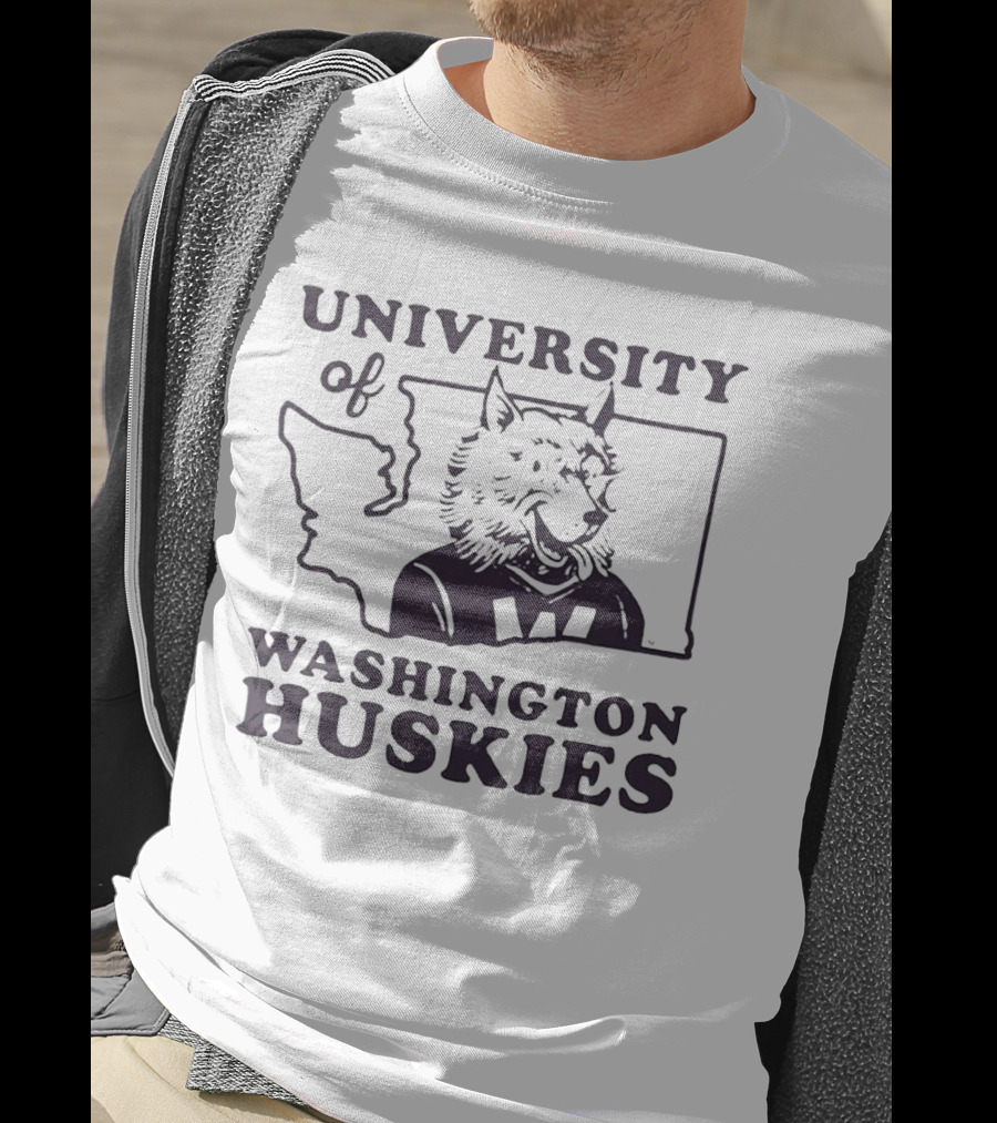 University Of Washington Huskies Mascot Outline Map T-Shirt