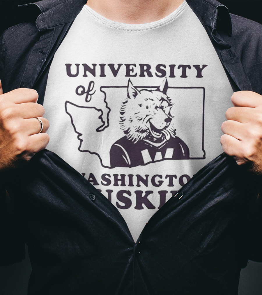 University Of Washington Huskies Mascot Outline Map T-Shirt