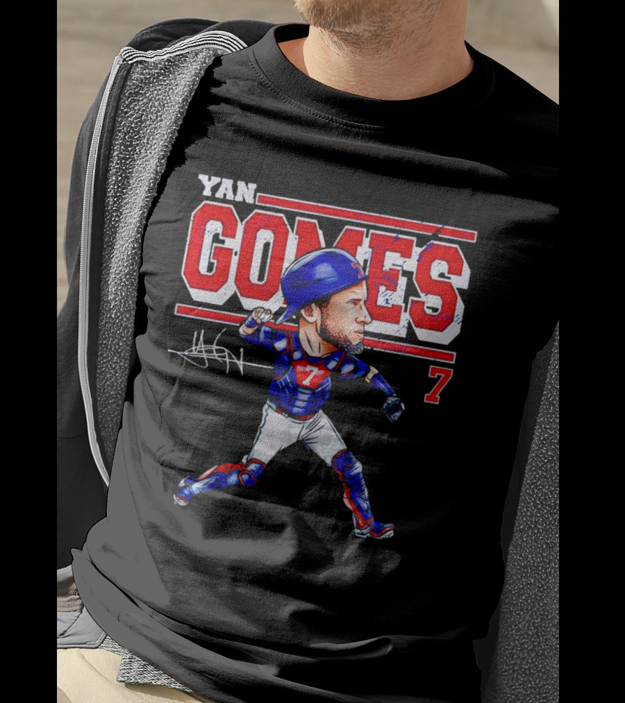 Yan Gomes Chicago Cubs Cartoon Vintage 7 Baseball Caricature T-Shirt