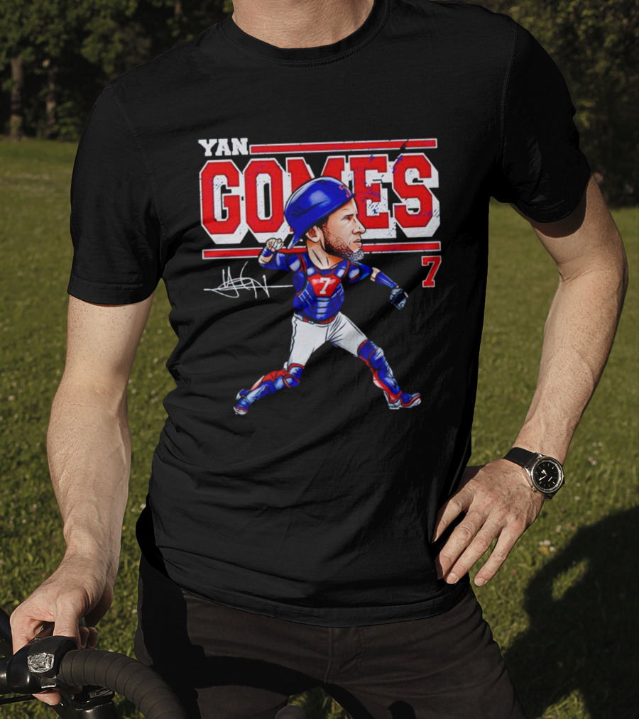 Yan Gomes Chicago Cubs Cartoon Vintage 7 Baseball Caricature T-Shirt