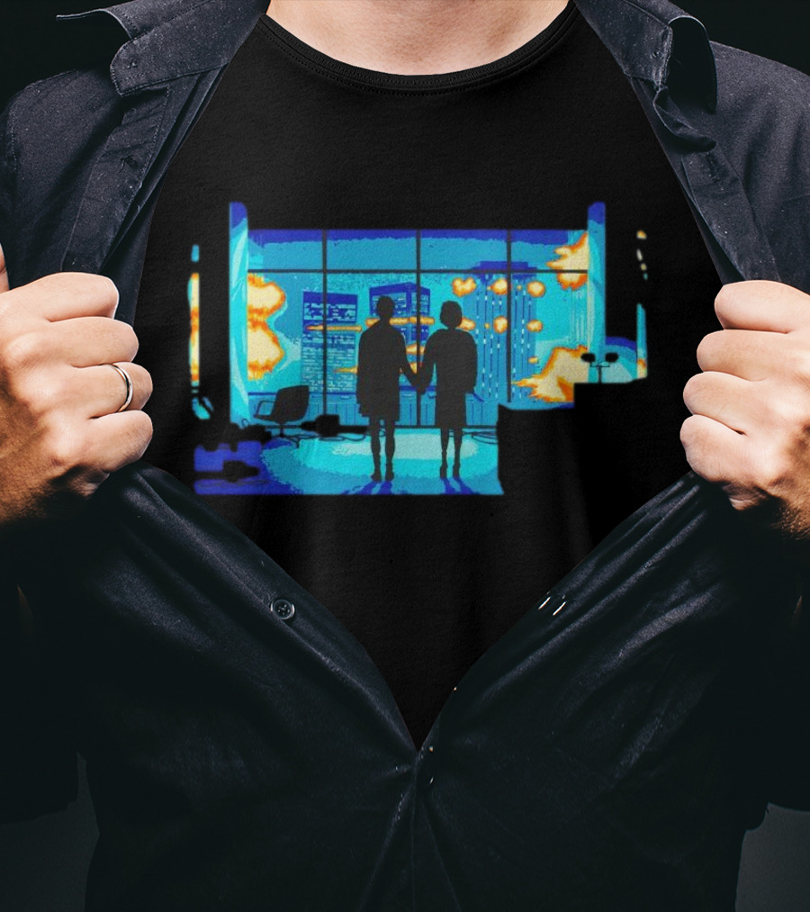Explosion Fire Cityscape Window T-Shirt