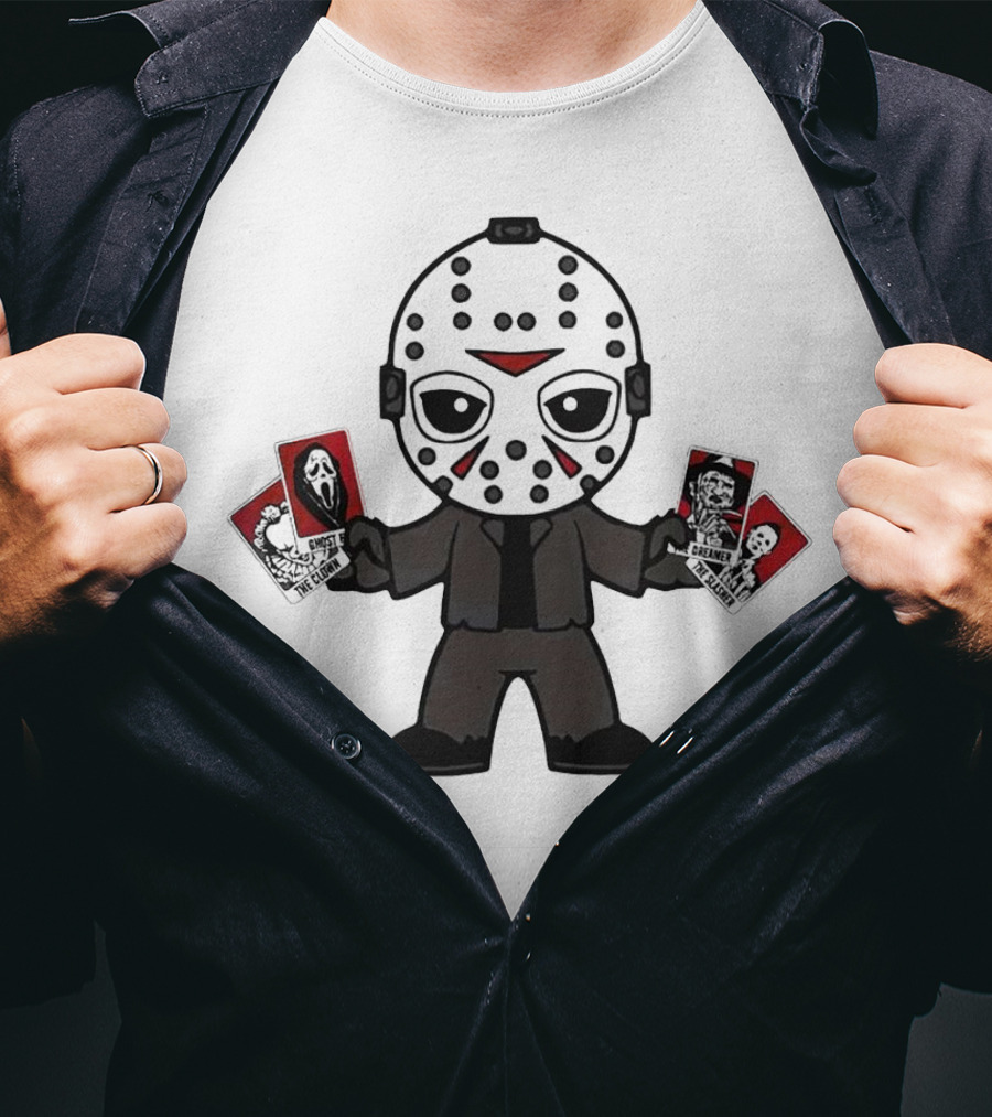 Jason Voorhees Tarot Card Halloween Cartoon Character With Mask And Cards T-Shirt