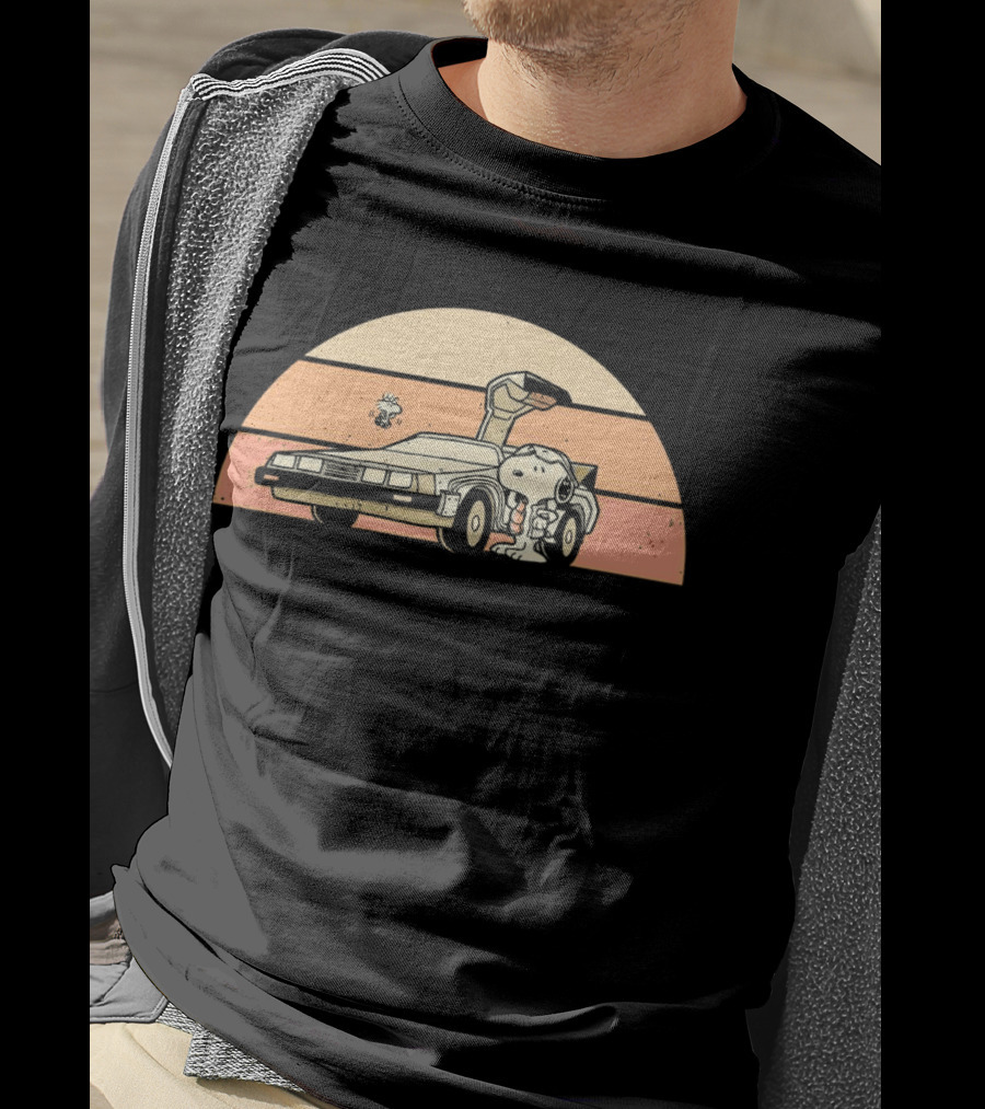 Snoopy Outatime Beagle Vintage DeLorean Adventure Retro Peanuts Woodstock T-Shirt