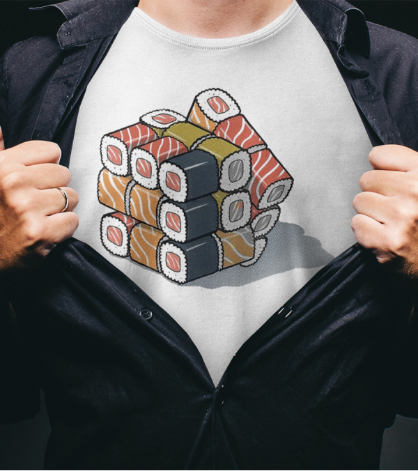 Sushi Cube Puzzle Rubik’s Cube Sushi Rolls T-Shirt