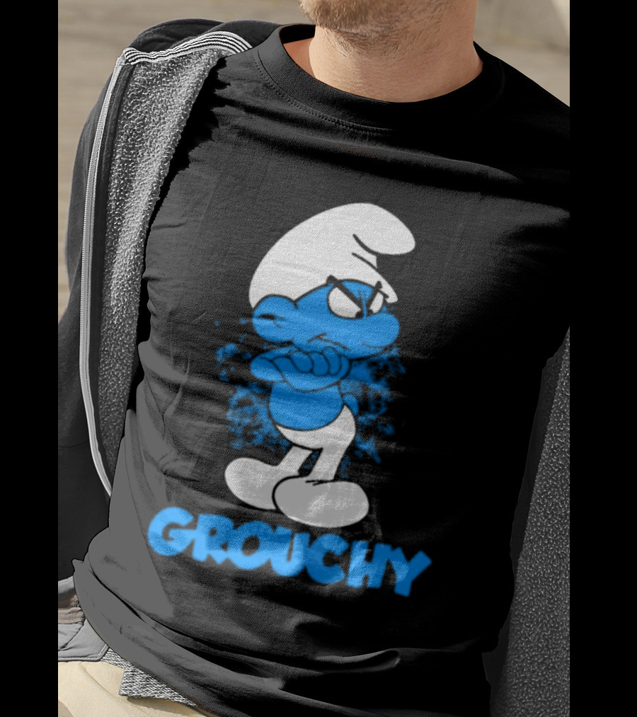 Grouchy Smurf Blue Attitude Character T-Shirt