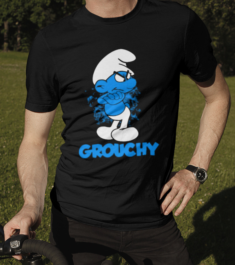 Grouchy Smurf Blue Attitude Character T-Shirt