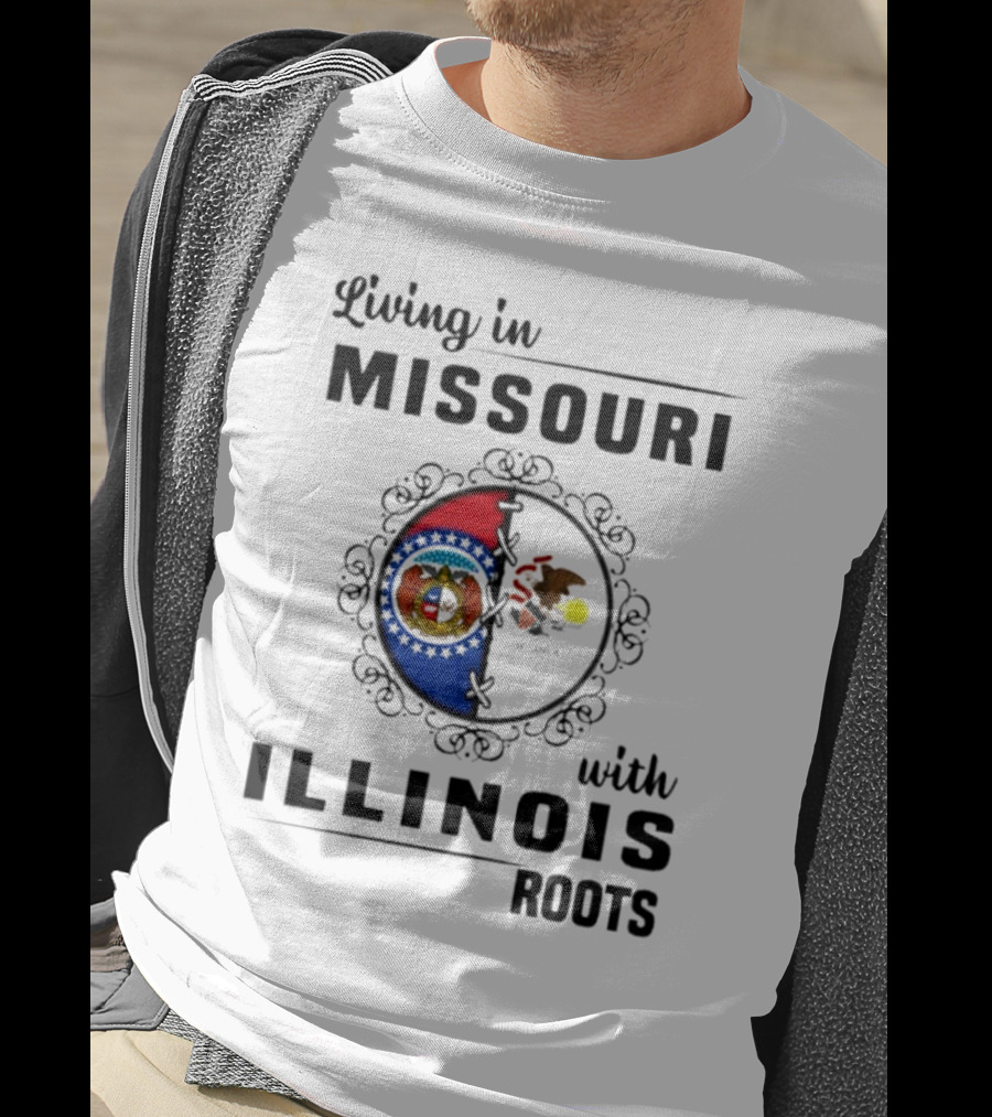 Living In Missouri With Illinois Roots State Seals Emblem T-Shirt