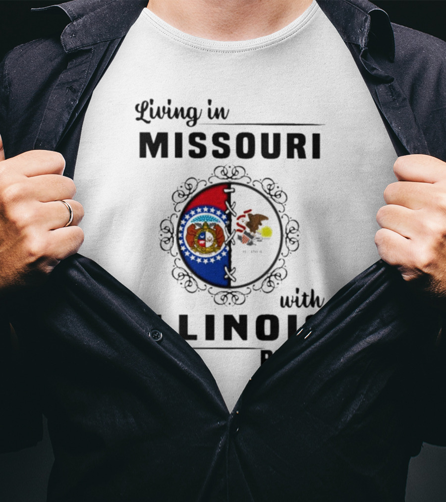 Living In Missouri With Illinois Roots State Seals Emblem T-Shirt