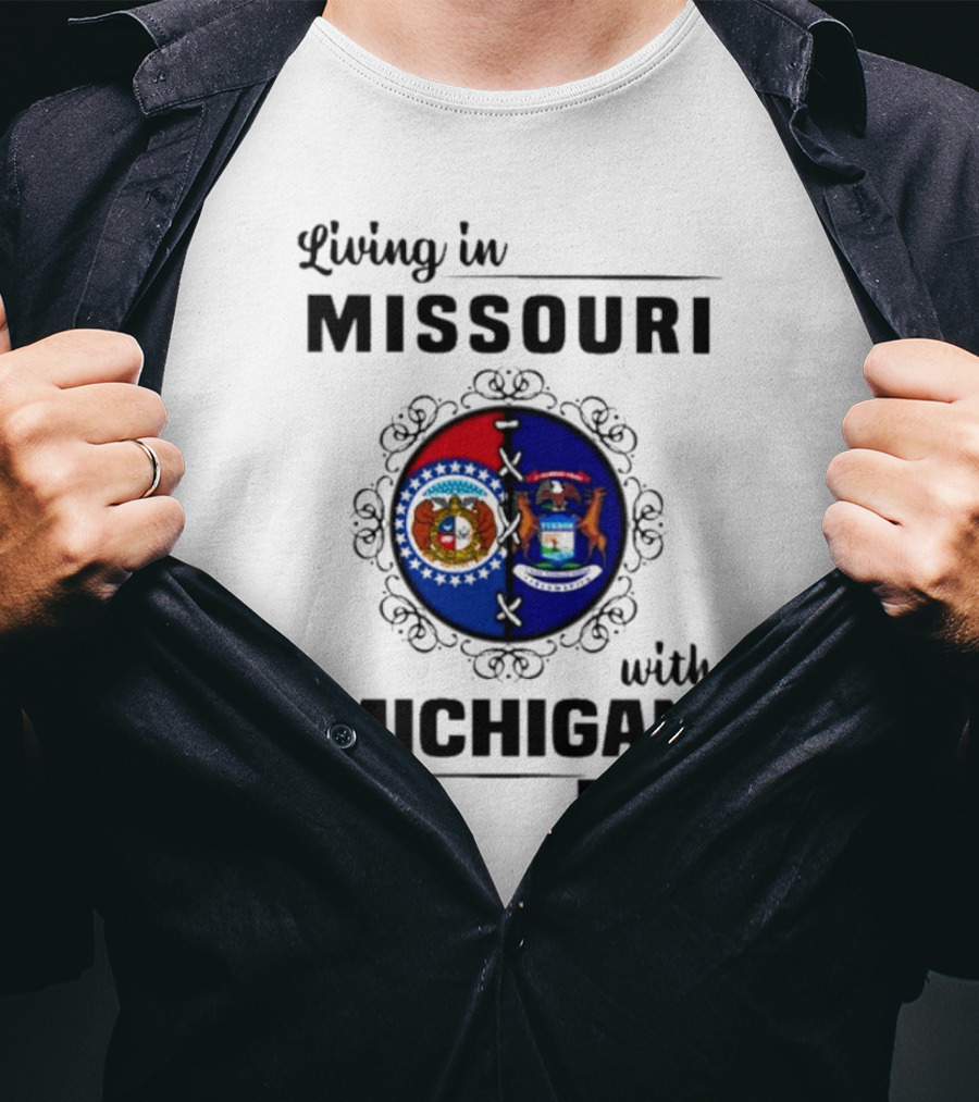 Living In Missouri With Michigan Roots Flag Symbols T-Shirt