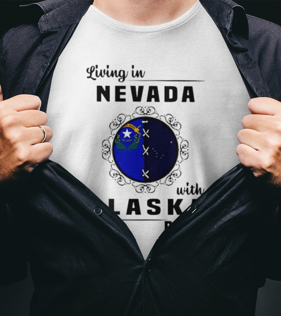 Living In Nevada With Alaska Roots State Pride Fusion Emblem T-Shirt