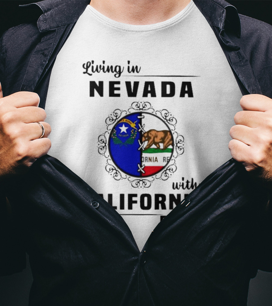 Living In Nevada With California Roots State Symbols Connection T-Shirt