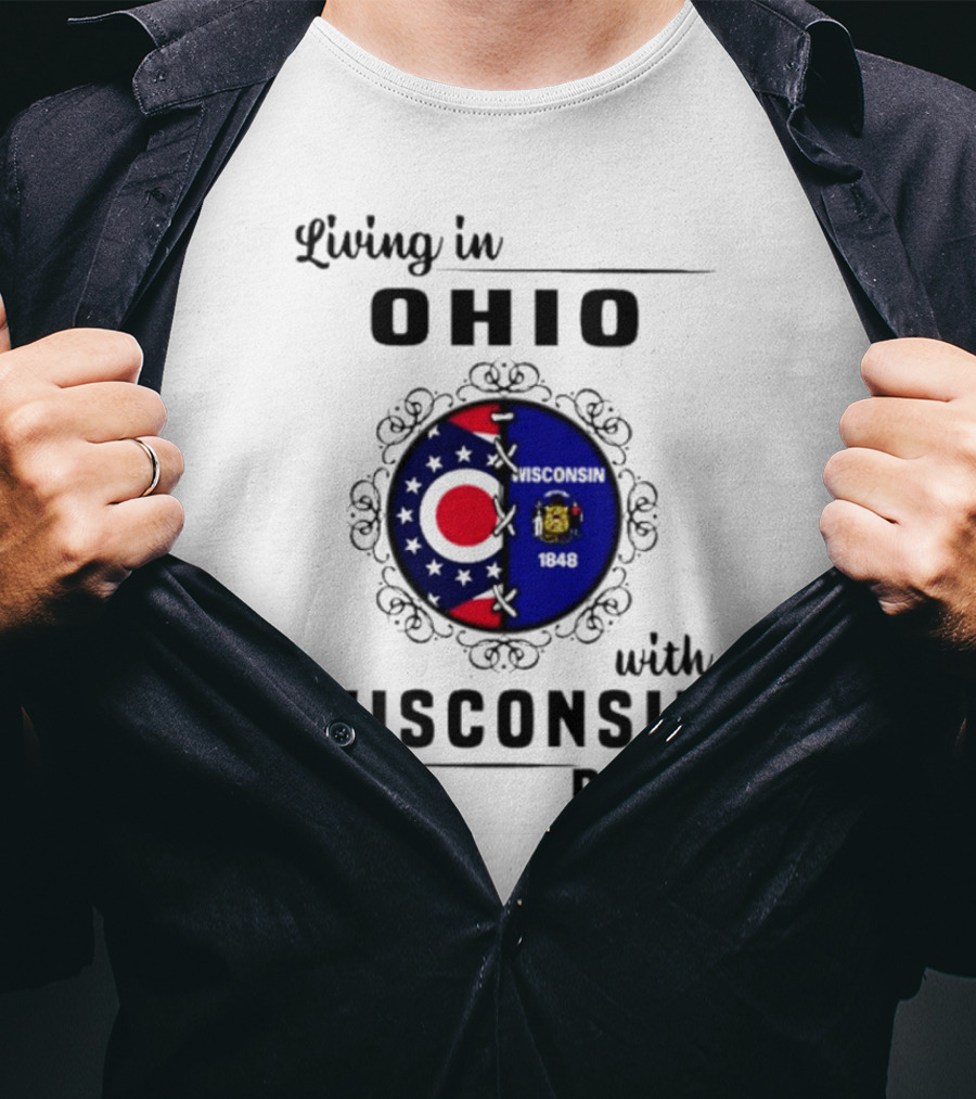 Living In Ohio With Wisconsin Roots Flag T-Shirt
