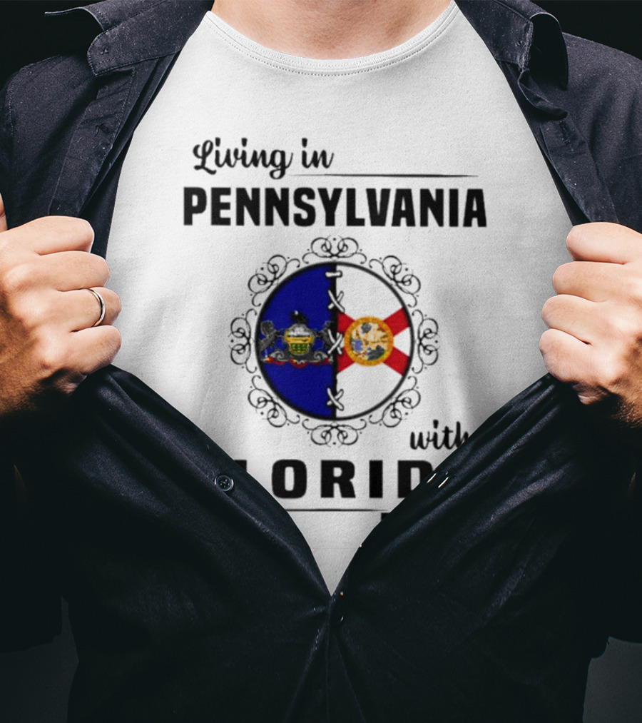 Living In Pennsylvania With Florida Roots Flags T-Shirt