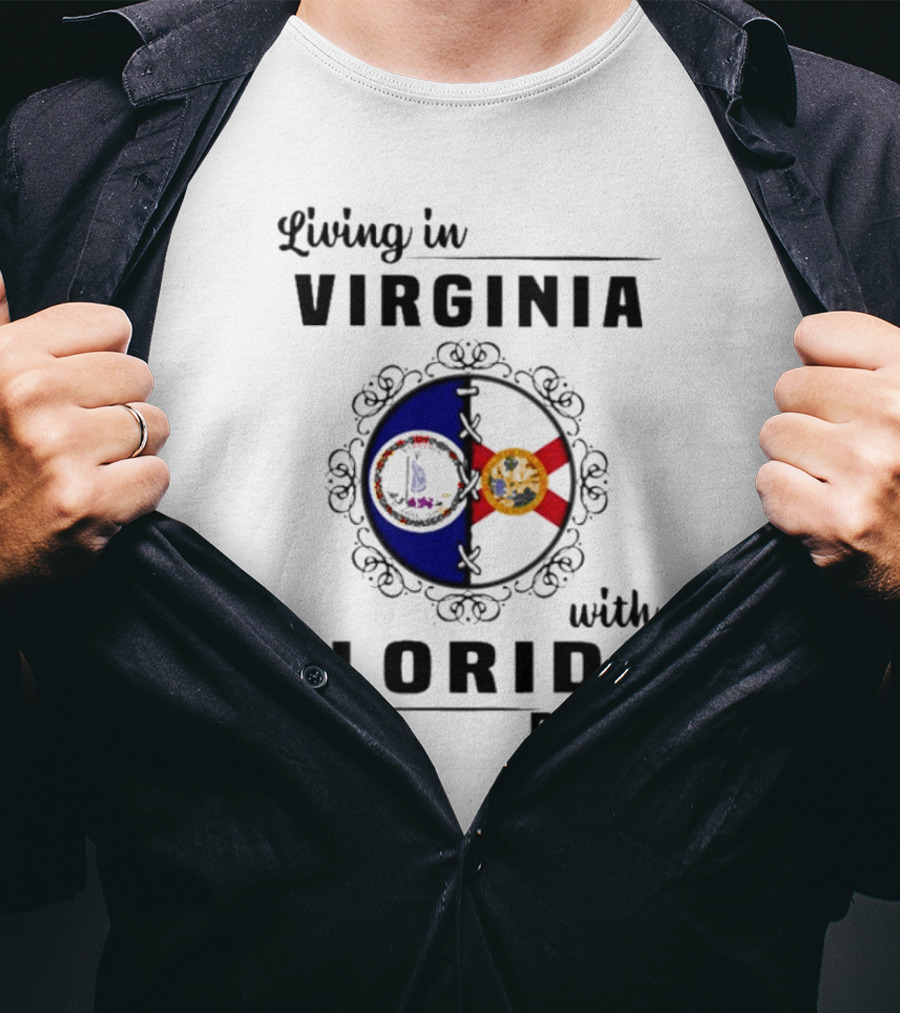 Living In Virginia With Florida Roots State Seals Emblem T-Shirt