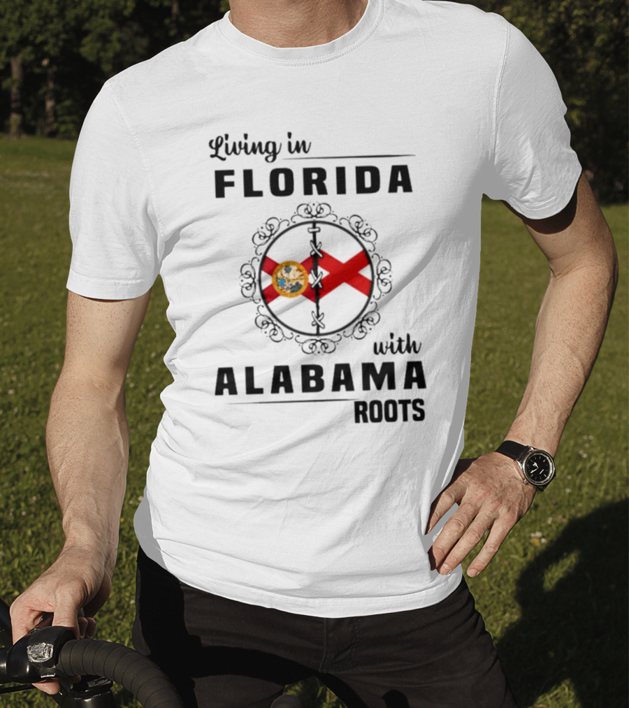 Living In Florida With Alabama Roots State Flags Circular T-Shirt