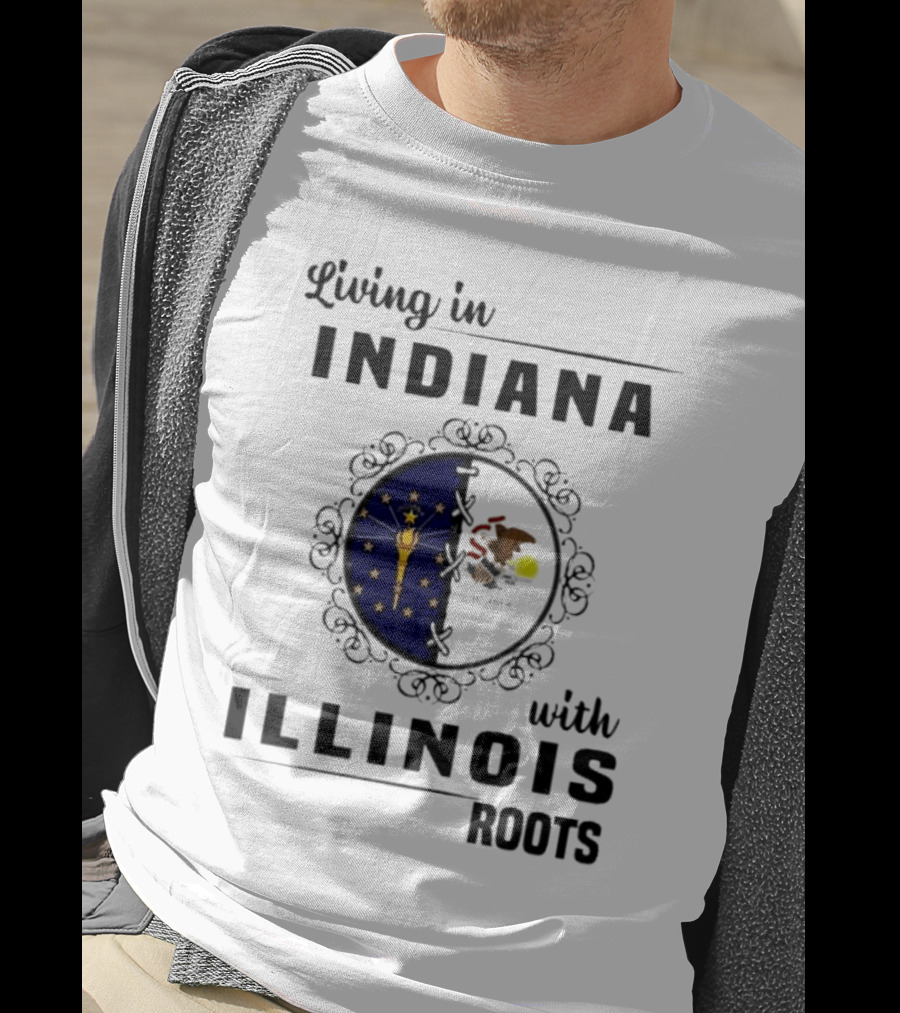 Indiana Living With Illinois Roots Emblem T-Shirt