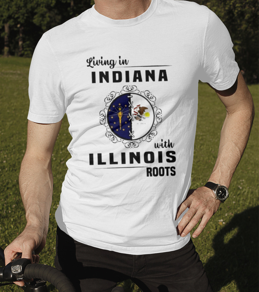 Indiana Living With Illinois Roots Emblem T-Shirt